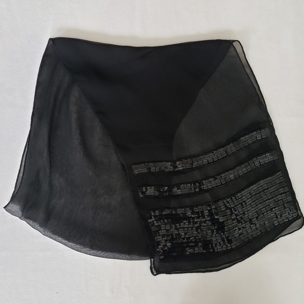 Sheer Black Sequined Scarf - Picture 3 of 6
